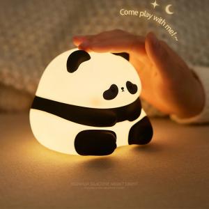 China Cute Panda Led Light Usb Rechargeable Portable Night Lamp Touch Light kids table lamp Silicone Night Light For Kids on sale