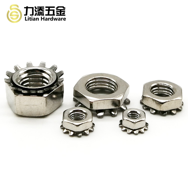 Galvanized Nut With Lock Washer , SUS304 M6 Nylon Lock Nut Kep Nut