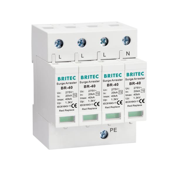 BR-40 4P 40kA 4 Pole 3 Phase tuv ac surge arrester surge Absorber Protection spd 275v lightning surge protector
