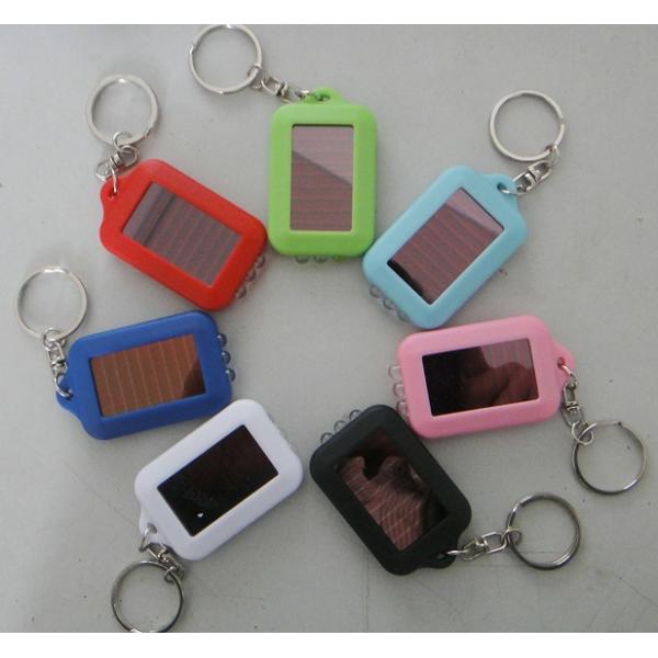 Customized Colorful Solar Key Ring Three Led Light Solar Power Keychain