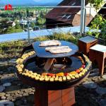 D800mm Portable Corten Steel Steel BBQ Grill Outdoor Weather Resistant
