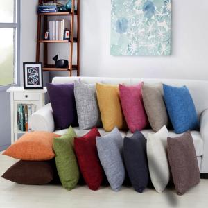 Wholesale Simple Solid Colors Linen Cotton Cushion Cover for Home Pillowcases in Vintage Style from china suppliers