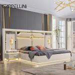 Luxury Wooden Frame King Size Leather Bed Bedroom Sets Double Home Queen Wood