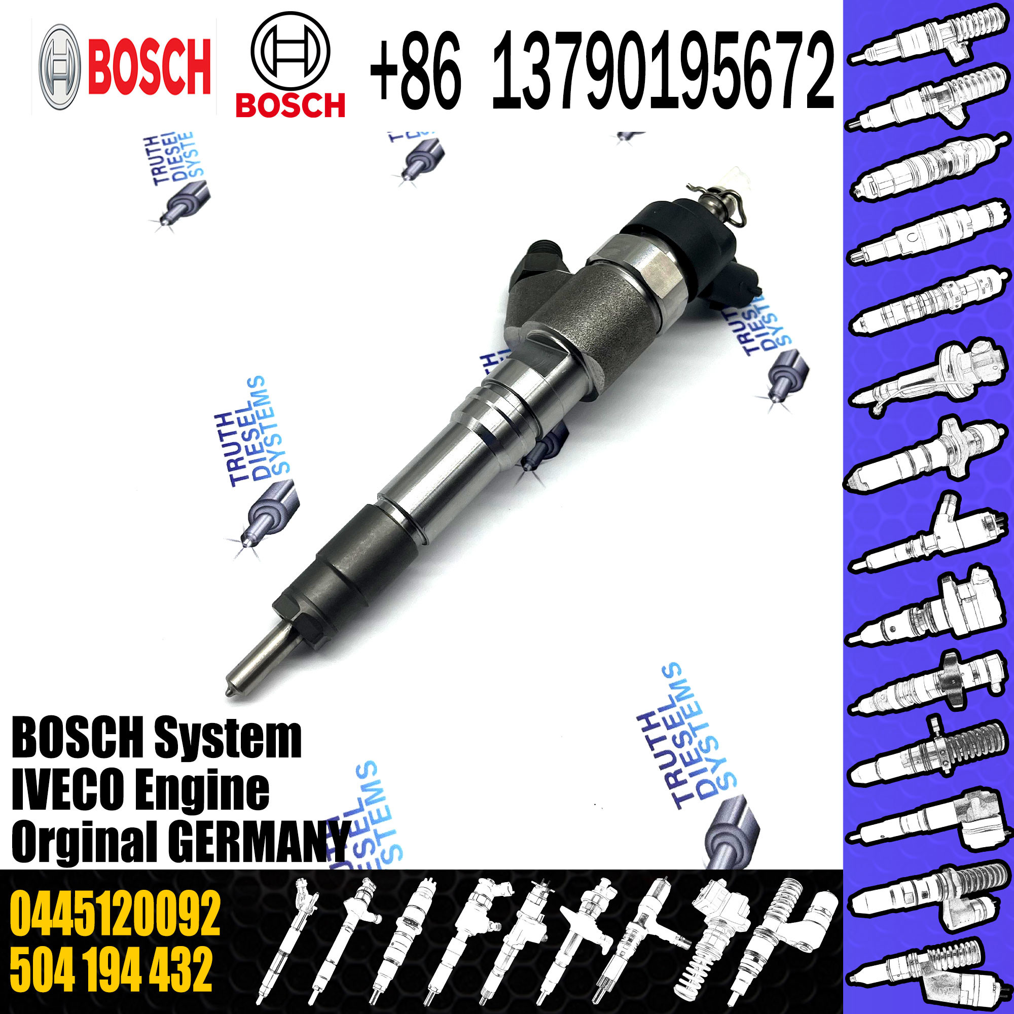 High Quality New Diesel Fuel Injector 504194432 0445120092 For IVECO/NEW HOLLAND/FIAT/CASE IH