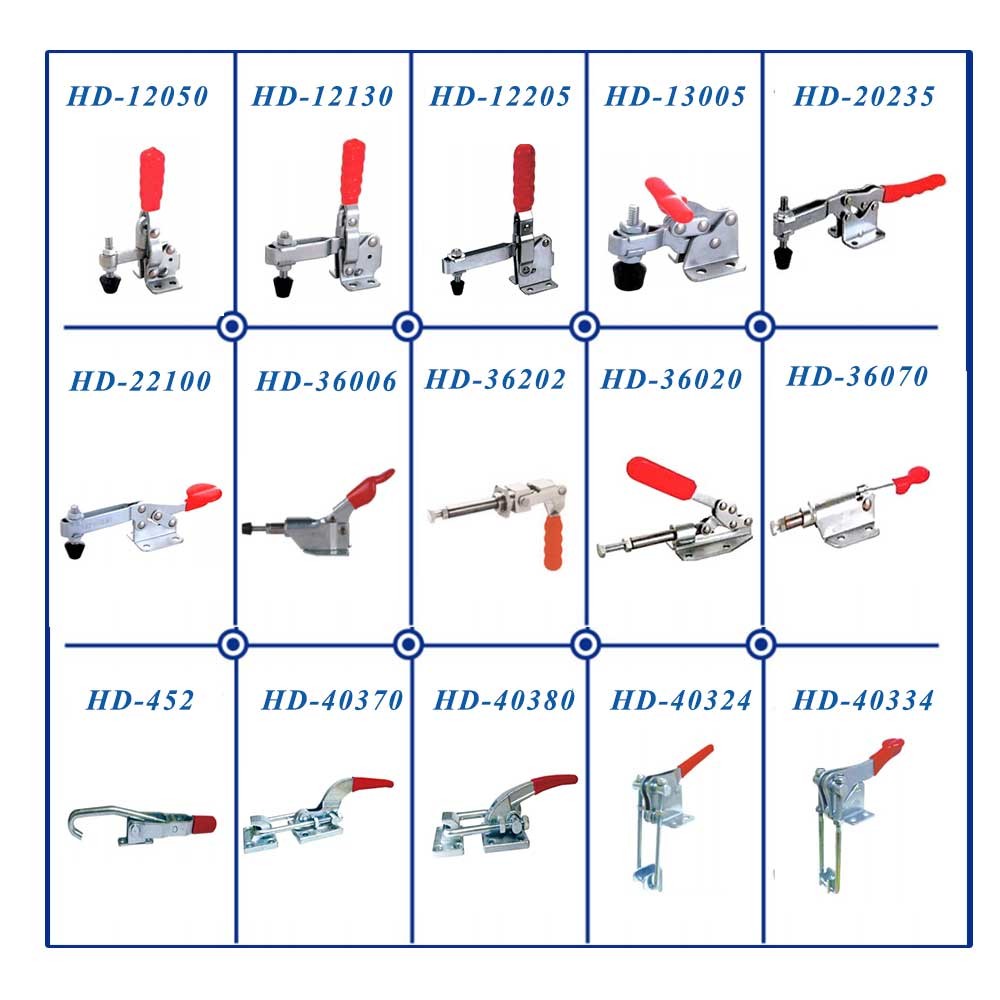 HD-12137 Vertical Quick Release Hold Down Toggle Clamp Steel With Red Rubber Handle