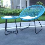 Outdoor PE Rattan Woven Coffee Table Chair Colorful Furniture Set Tempered Glass