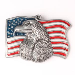 Wholesale 3D Eagle Antique Silver Zinc Alloy American Flag Belt Buckle With Soft Enamel Colors from china suppliers