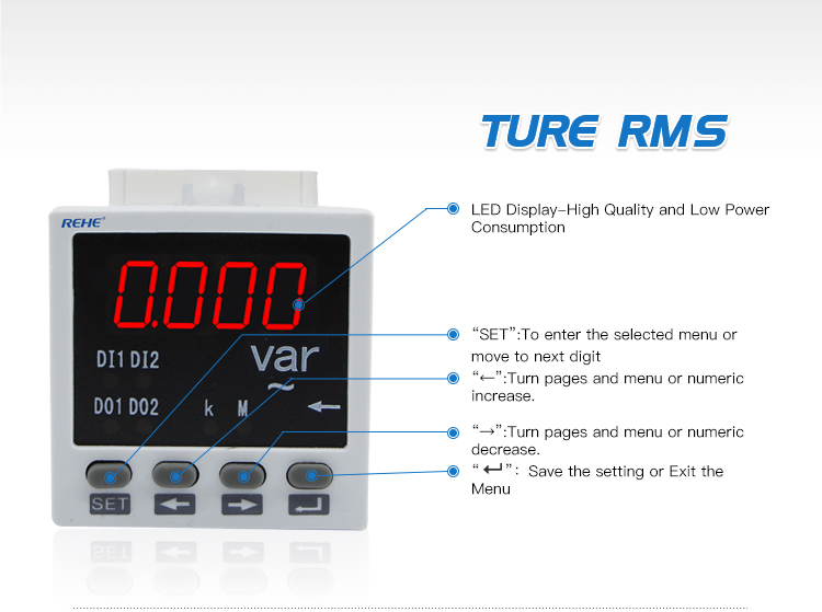 Single Phase Digital New Type LED Reactive Power Meter 48*48MM digital vu meter