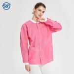 S&J Disposable SMS pink lab coat nurse dental disposable lab Jackets
