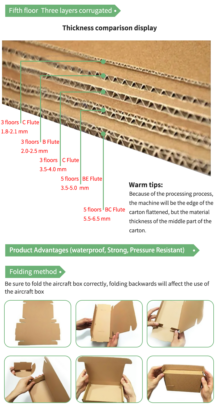 E Flute Corrugated Carton Box Self Sealing Recycled Corrugated Shipping Boxes