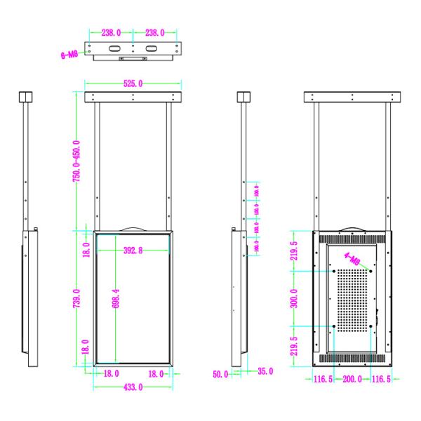 32 Inch Lcd Window Display Advertising Fast Food Restaurants Single Sided