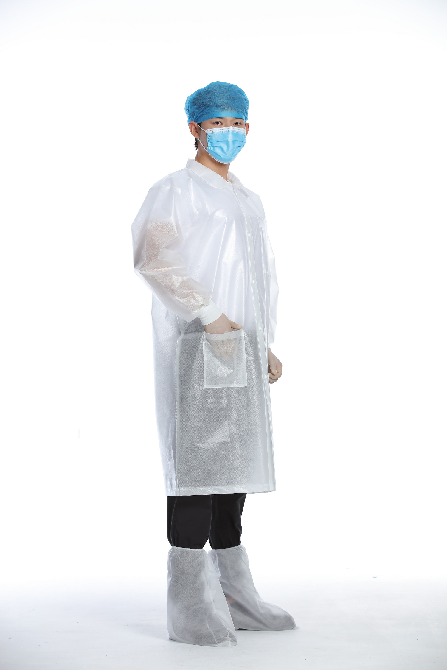 Nonwoven Colorful Disposable Lab Coat With Hook & Loop Pocket