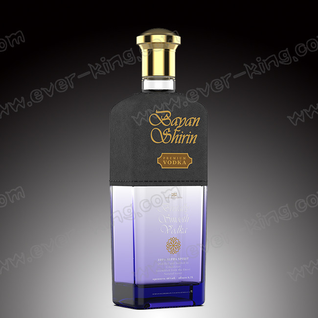 Color Spraying Leather Liquor Glass Bottle Customized 700ml