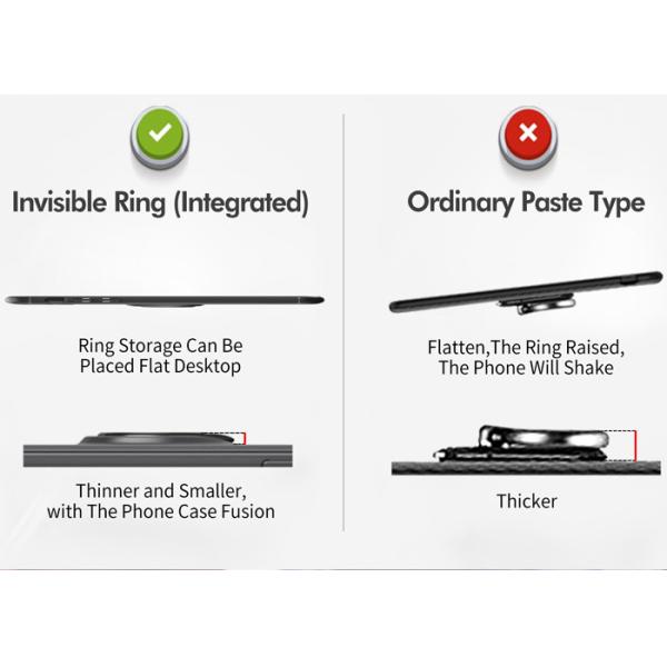 Blue / Red / Black Invisible Phone Case Creative Magnetic Ring Bracket Founded