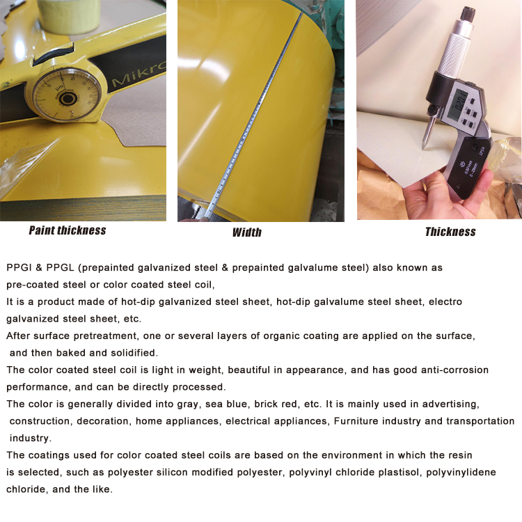 ASTM A653 dx51d galvanized ppgi ppgl prepainted steel coils for building Hardness Full Hard