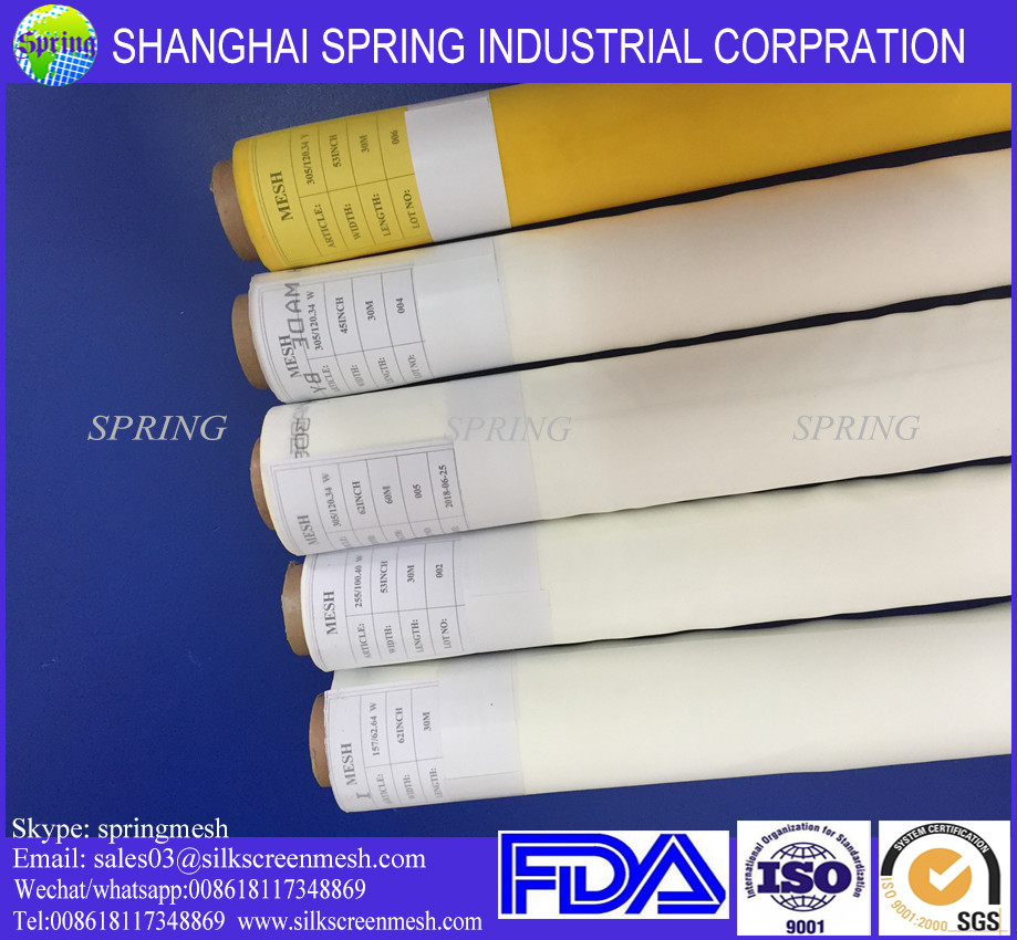 120T Yellow Color Monofilament Polyester Screen Mesh , Polyester Printing Mesh