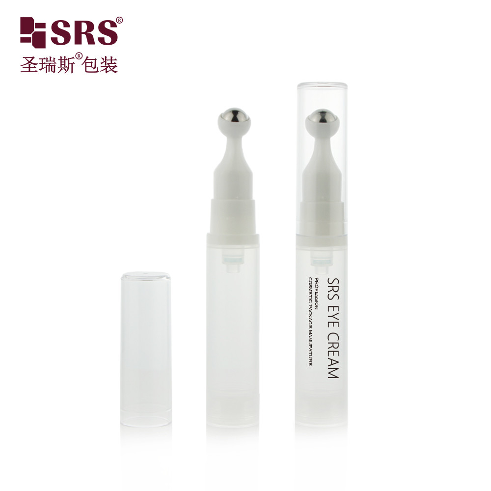 A0031 5ml 10ml 12ml 15ml AS PP Airless Empty Pump Pressing Roller Ball Bottle For Cosmetic Eye Gel Massage Serum Applicator