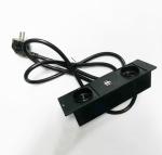 Black European Power Outlet Office Furniture Concealed With Dual USB Socket
