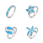 Vintage S925 Sterling Silver Opal Ring Band Charm Jewelry Customized