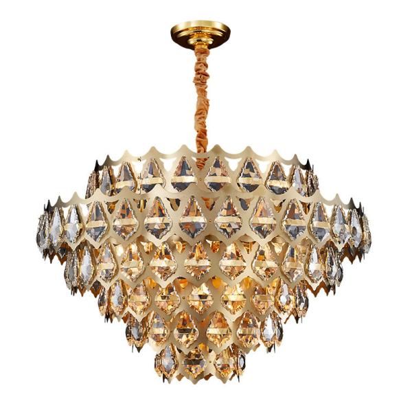 Luxury Round Crystal Chandelier Vintage Hanging Ceiling Light Pendant LED