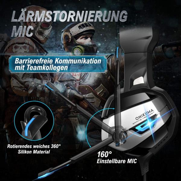 Mute Function 2.2m 2.2kohm Onikuma K5 Wired Gaming Headset