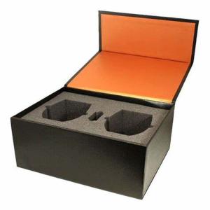 Wholesale electronic clock packaging hinged gift box two watches book shape gift box with foam from china suppliers