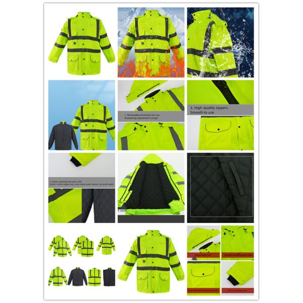 Traffic Duty High Visibility Rain Coats Oxford Fabric Warm Windproof