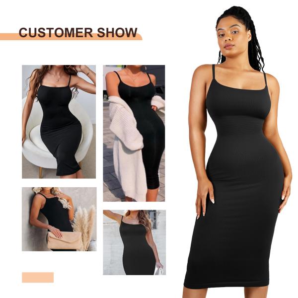Sustainable Women Plus Size Shapewear Custom 2023 Seammless Body Shaper Bodycon Midi Shaping Dress