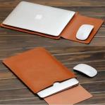 15 / 16 Inch PU Leather Laptop Sleeve Bag Embossing Logo Compatible With Macbook