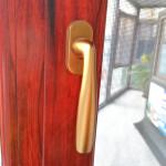 Horizontal Brown Woodgrain Upvc Windows Opening Swing