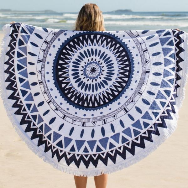 Round Circle Beach Towel Microfiber Round Printed Tassel Beach Towel Cheap Beach