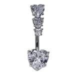 Snow Flower Diamond Clip On Belly Button Rings Claw Setting Inlay Surgical Grade