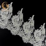 Knitting Beaded Lace Trim Hand Made 20% Polyester 135cm Width For Dress
