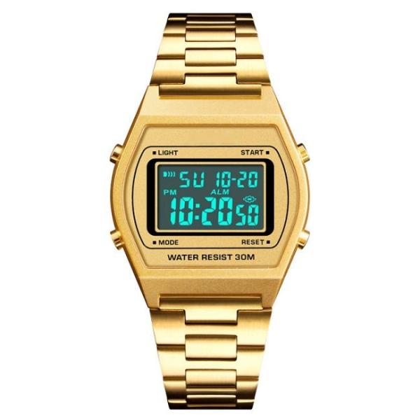 Gold 39*34mm Waterproof Electronic Watch Led Digital Waterproof Watch Chronograp