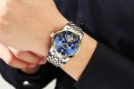 KINYUED stainless steel waterproof automatic mechanical watch luminous mens