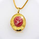 design fashion Vintage Oval Locket Pendants jewelry 18k gold plating Put in