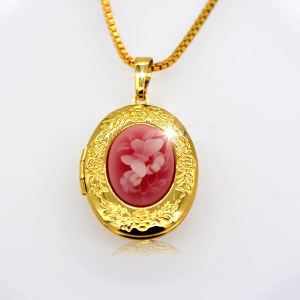 design fashion Vintage Oval Locket Pendants jewelry 18k gold plating Put in