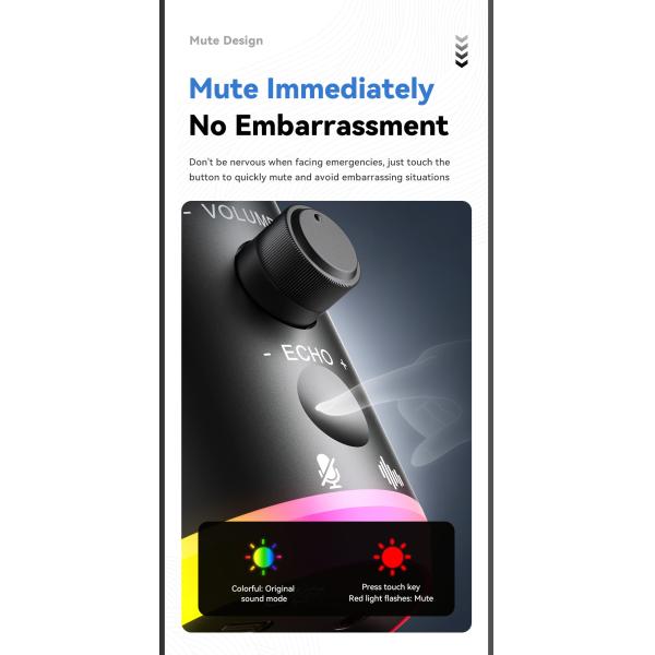 ESSAGER YU7 USB C Wired Live Streaming Podcast Gaming Microphone Type C 3.5mm XLR Port