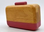 Handmade Acrylic Splic Wooden Box Clutch Pink Stripe And Closure For Women
