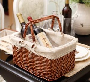 Wholesale Handmade Natural Willow Wicker Picnic Basket Cheap Lunch Bags Hot sale products Outdoor Lunch Basket from china suppliers
