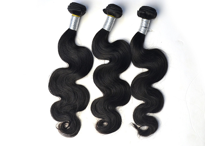 Black Peruvian Virgin Remy Human Hair Extensions Body Wave Type