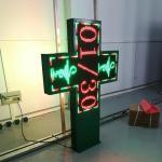 16mm Pixels Cross Led Sign , Led Pharmacy Sign Board AC110 / 220V Power Supply