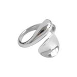 Lanciashow 925 Pure Silver Fine Jewelry Opening Ring Smooth Surface Water Drop