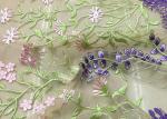 Soft Embroidered Tulle Coloured Lace Fabric , Women Dresses Lace Clothing Fabric