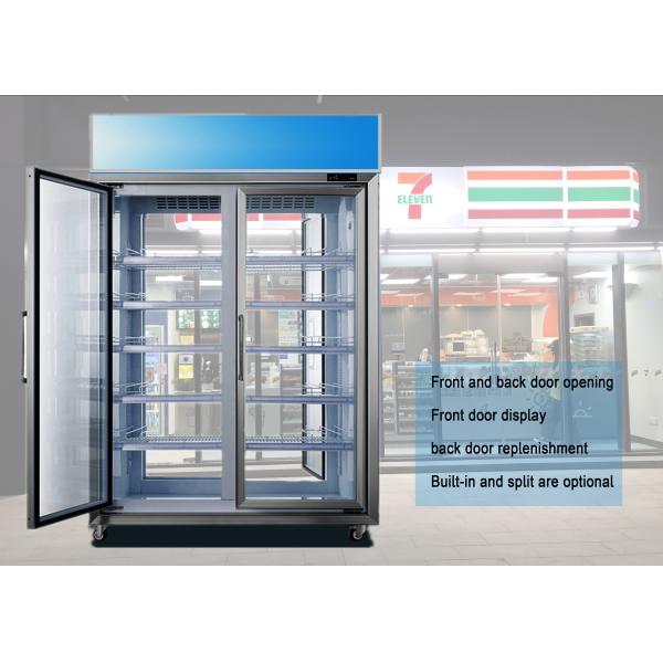 Supermarket Upright Front And Rear Open Door Display Refrigerator And Freezer Commercial Refrigeration Equipment