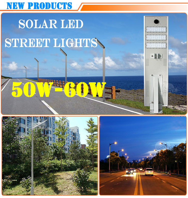 50w Bridgelux chips waterproof ip65 outdoor integrated solar led street light
