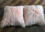 Mongolian fur pillow Blush Pink Luxurious Genuine Tibetan Mongolian fur Throw