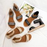 BS047 Bohemian Flat Sandals Amoi European And American Style Rear Zipper Open