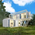 Customized Two Story Homes Design Container House with Rock Wool Sandwich Panel