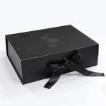 Rectangle Luxury Black Magnetic Gift Box With Paperboard Liner Custom Printing